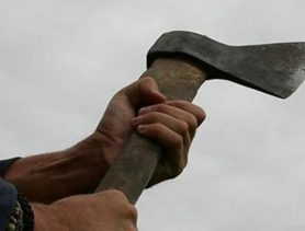 Женщина пыталась «отбить» сына у милиционера и замахнулась топором