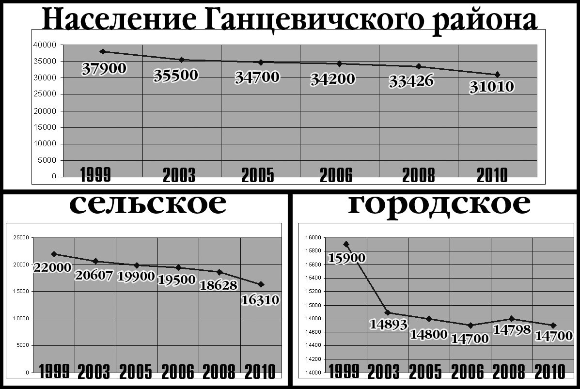 диаграмма уменьшение населения ганцевичей