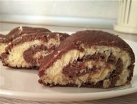 Рулет «Баунти» без выпечки за 10 минут