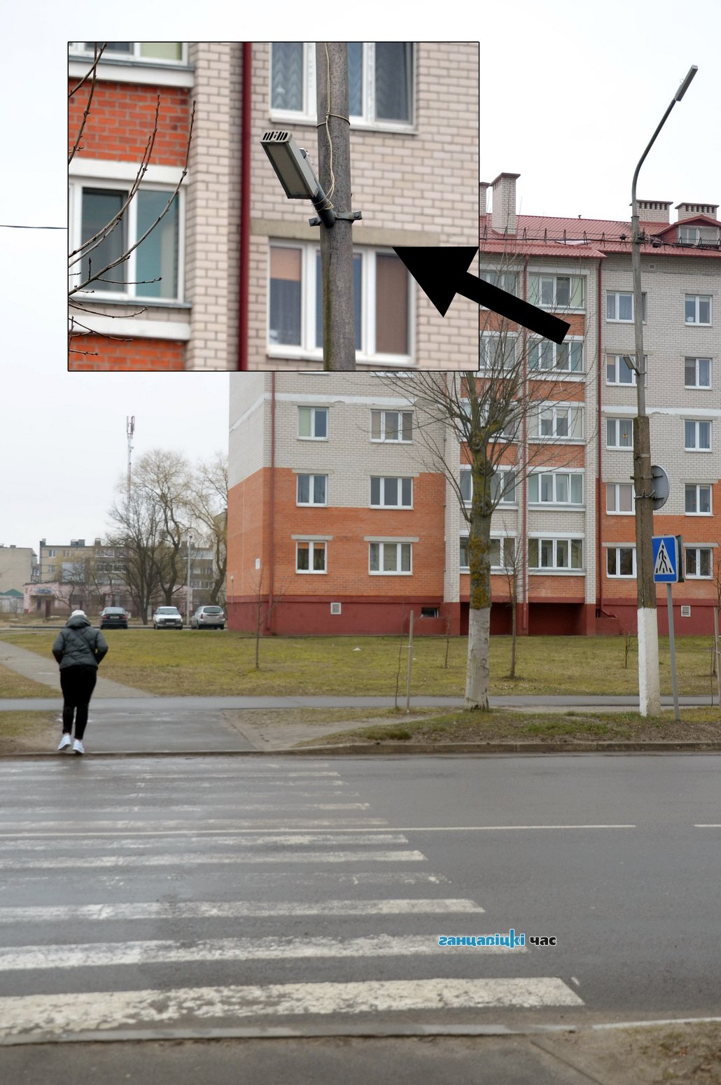 В Ганцевичах устанавливают освещение на пешеходных переходах