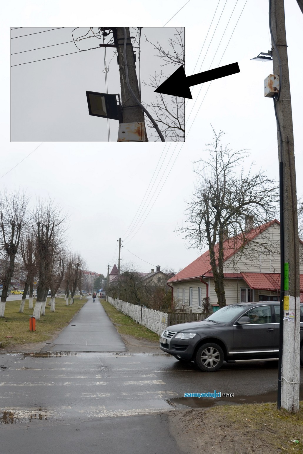 В Ганцевичах устанавливают освещение на пешеходных переходах